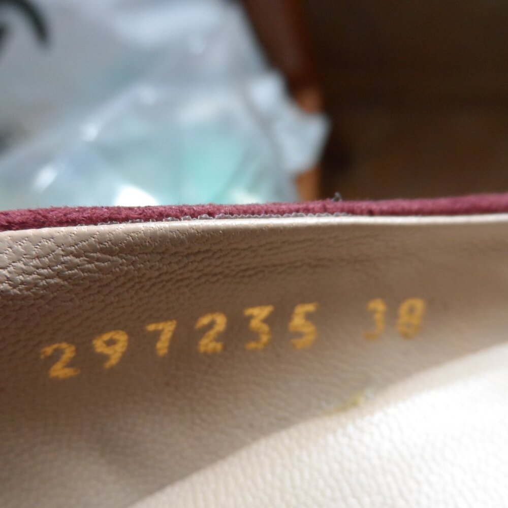 New Gucci Burgundy Kid Suede Leather Heeled Pumps Size 38B - Picture 12 of 16